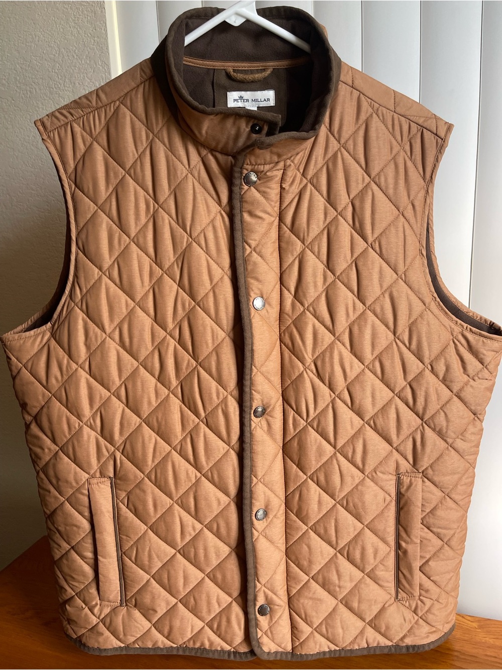 Peter Millar Essex Quilted Travel Vest Bullet Brown Large